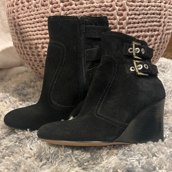 Black Nine West Wedge Boots - Picture 1 of 2